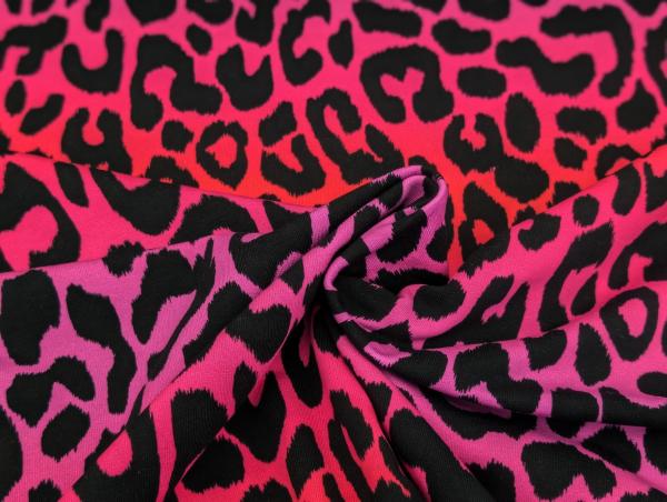 French Terry Digital Leo Regenbogenstreifen Pink